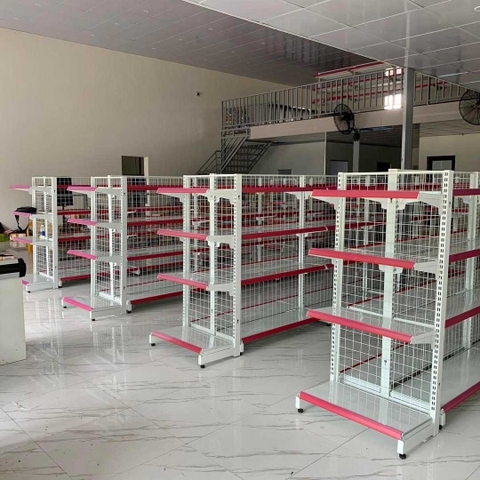 Kệ siêu thị đôi cao 1m5 dài 1m2 4 sàn
